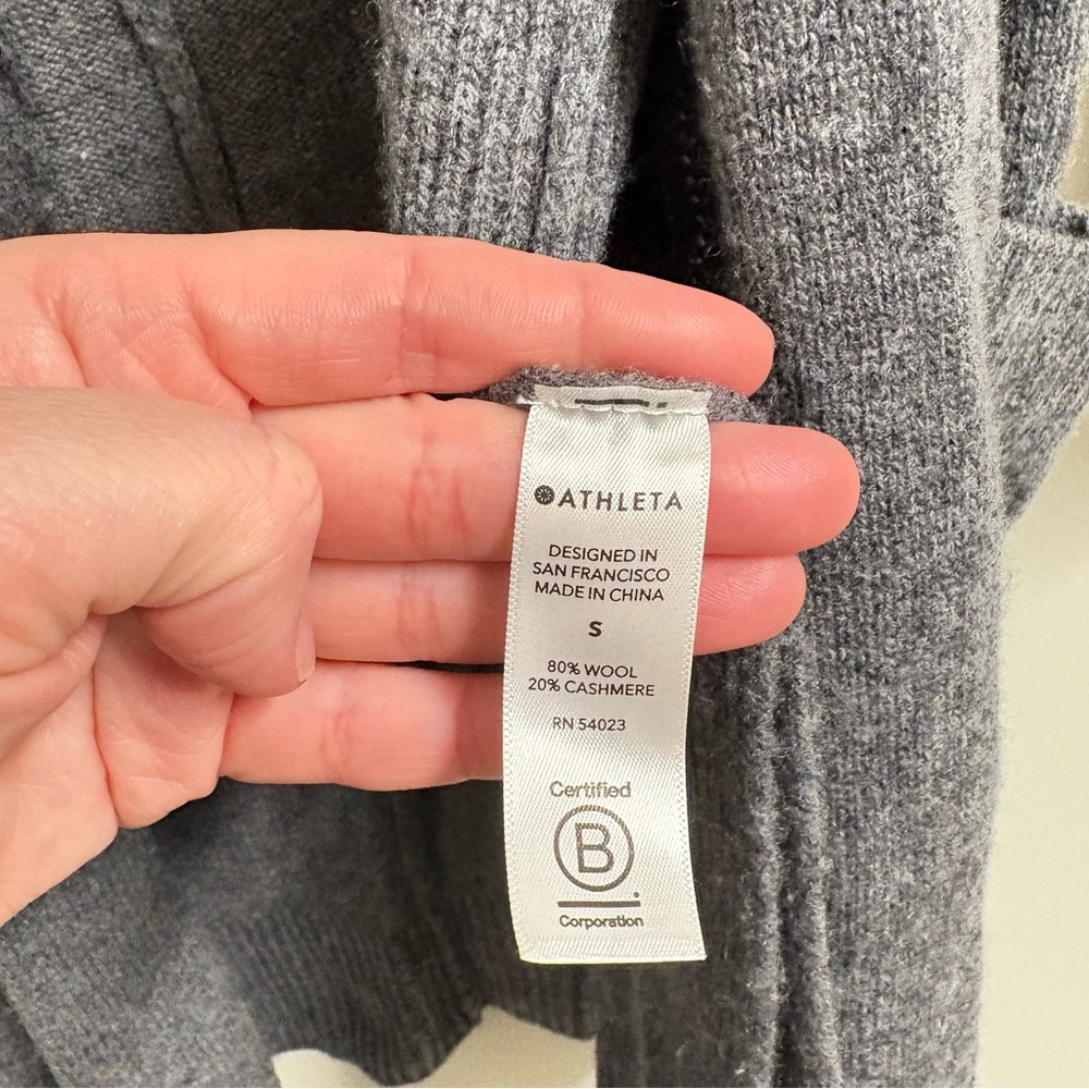 Athleta Spirit Cashmere Wool Cardigan Open Front Long Line in Gray Womens S - Picture 7 of 8
